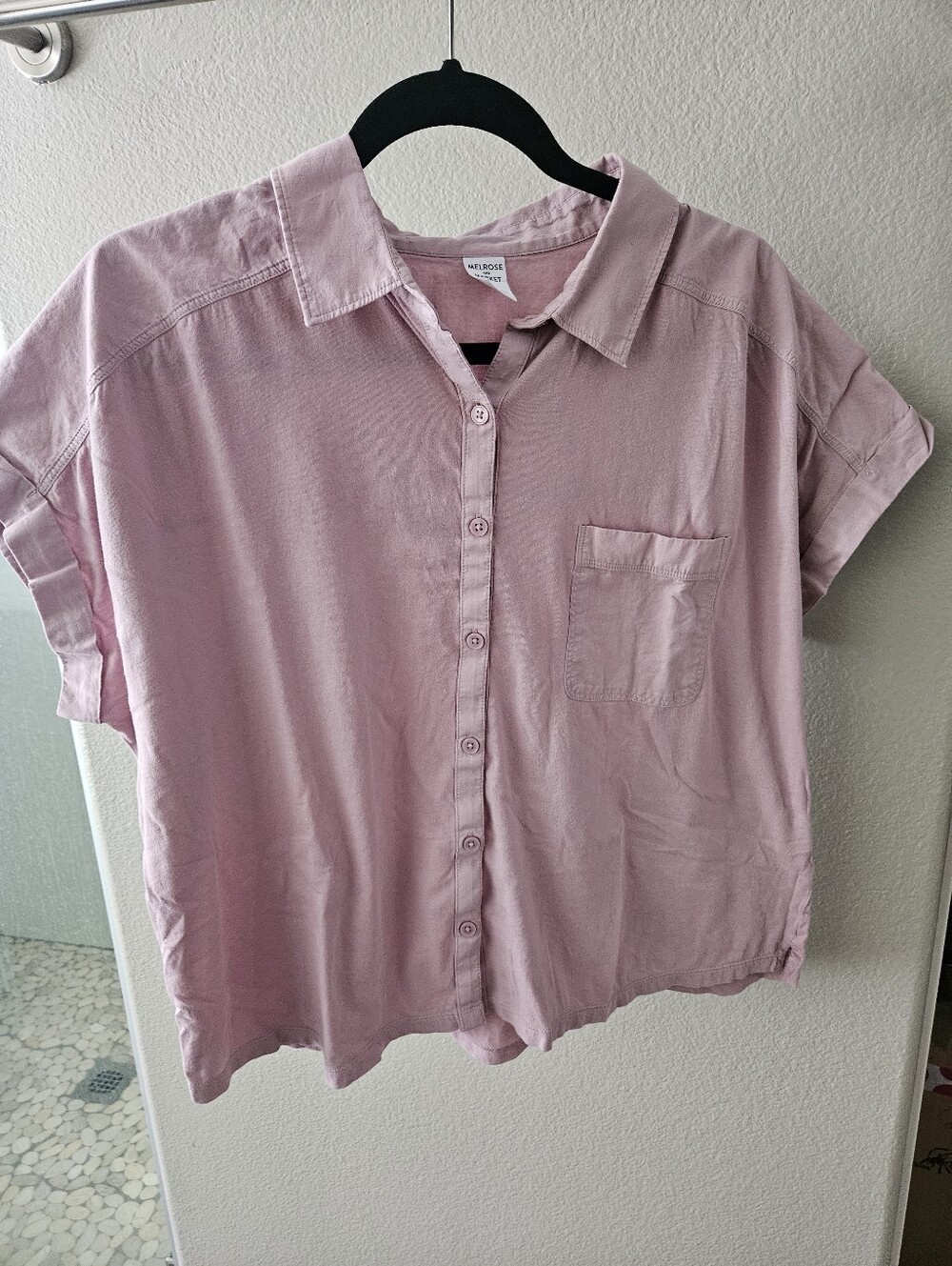 Melrose & Market Dusty Rose Short Sleeve Button-Up Shirt